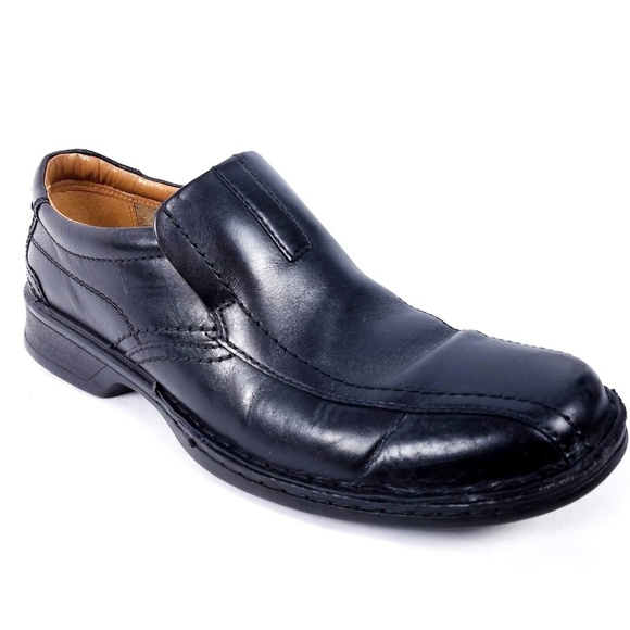 Clarks Mens Loafers Shoes Size 8.5 M Black Leather - Picture 1 of 8